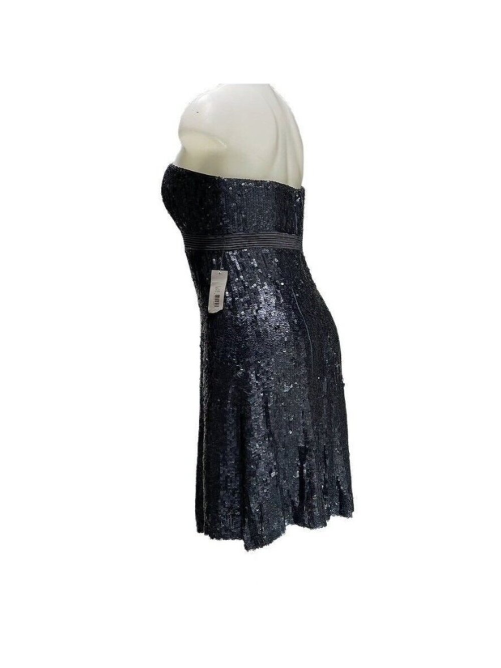 Strapless Black Sequin Cocktail Dress Knee-Length by BADGLEY MISCHKA - Picture 4 of 14